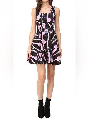 Jeremy Scott Womens Phone Print Casual Fit & Flare Dress Multi black Size 2/36